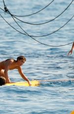 JENNIFER FLANVIN and SOPHIA, SISTINE and SCARLET STALLONE in Bikinis at a Yacht in Saint Tropez 07/10/2018