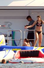 JENNIFER FLANVIN and SOPHIA, SISTINE and SCARLET STALLONE in Bikinis at a Yacht in Saint Tropez 07/10/2018