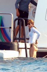 JENNIFER FLANVIN and SOPHIA, SISTINE and SCARLET STALLONE in Bikinis at a Yacht in Saint Tropez 07/10/2018