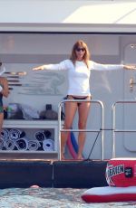 JENNIFER FLANVIN and SOPHIA, SISTINE and SCARLET STALLONE in Bikinis at a Yacht in Saint Tropez 07/10/2018