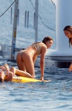 JENNIFER FLANVIN and SOPHIA, SISTINE and SCARLET STALLONE in Bikinis at a Yacht in Saint Tropez 07/10/2018