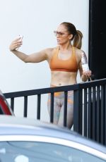 JENNIFER LOPEZ in Leggings and Sports Bra Leaves a Gym in Brentwood 07/09/2018