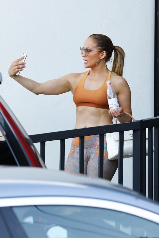 JENNIFER LOPEZ in Leggings and Sports Bra Leaves a Gym in Brentwood 07/09/2018