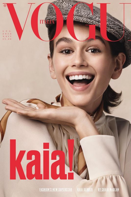 KAIA GERBER on the Cover of Vogue Magazine, Italy July 2018
