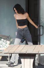 KENDALL JENNER in High Waisted Denim and Tube Top Out in Calabasas 07/18/2018