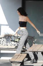 KENDALL JENNER in High Waisted Denim and Tube Top Out in Calabasas 07/18/2018