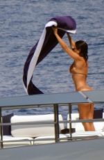 KOURTNEY KARDASHIAN in Bikini on a Yacht in Portofino 07/08/2018