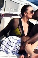 KRIS JENNER and Corey Gamble at a Boat in Positano 07/15/2018