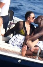 KRIS JENNER and Corey Gamble at a Boat in Positano 07/15/2018