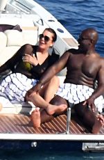 KRIS JENNER and Corey Gamble at a Boat in Positano 07/15/2018