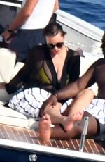 KRIS JENNER and Corey Gamble at a Boat in Positano 07/15/2018