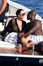 KRIS JENNER and Corey Gamble at a Boat in Positano 07/15/2018