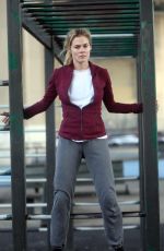 KRYSTEN RITTER and RACHEL TAYLOR Filming Jessica Jones Season 3 in Queens 07/05/2018