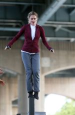 KRYSTEN RITTER and RACHEL TAYLOR Filming Jessica Jones Season 3 in Queens 07/05/2018
