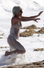 LADY GAGA on the Set of a Photoshoot at a Beach in Malibu 07/25/2018