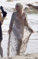 LADY GAGA on the Set of a Photoshoot at a Beach in Malibu 07/25/2018