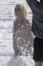 LADY GAGA on the Set of a Photoshoot at a Beach in Malibu 07/25/2018