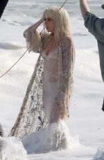 LADY GAGA on the Set of a Photoshoot at a Beach in Malibu 07/25/2018