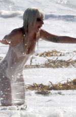 LADY GAGA on the Set of a Photoshoot at a Beach in Malibu 07/25/2018
