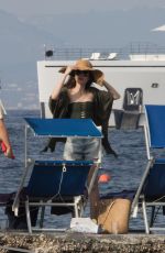 LILY COLLINS Arrives at Ischia Global Festival in Ischia Porto 07/14/2018