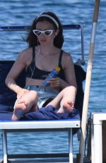 LILY COLLINS in Bikini at a Beach in Ischia 07/19/2018