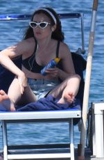 LILY COLLINS in Bikini at a Beach in Ischia 07/19/2018