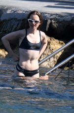 LILY COLLINS in Bikini at a Beach in Ischia 07/19/2018