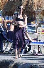 LILY COLLINS in Bikini at a Beach in Ischia 07/19/2018