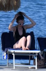 LILY COLLINS in Swimsuit at a Beach in Ischia 07/18/2018