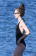 LILY COLLINS in Swimsuit at a Beach in Ischia 07/18/2018