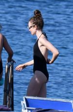 LILY COLLINS in Swimsuit at a Beach in Ischia 07/18/2018