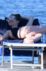 LILY COLLINS in Swimsuit at a Beach in Ischia 07/18/2018