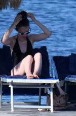 LILY COLLINS in Swimsuit at a Beach in Ischia 07/18/2018