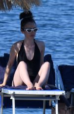 LILY COLLINS in Swimsuit at a Beach in Ischia 07/18/2018