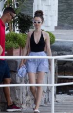 LILY COLLINS in Swimsuit at a Beach in Ischia 07/18/2018