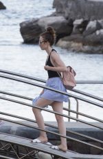 LILY COLLINS in Swimsuit at a Beach in Ischia 07/18/2018