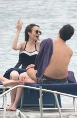 LILY COLLINS in Swimsuit at Hotel Isabella Hotel in Ischia 07/16/2018