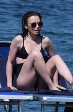 LILY COLLINS inSwimsuit at Hotel Regina Isabella in Ischia Porto 07/15/2018