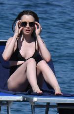 LILY COLLINS inSwimsuit at Hotel Regina Isabella in Ischia Porto 07/15/2018
