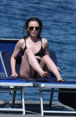 LILY COLLINS inSwimsuit at Hotel Regina Isabella in Ischia Porto 07/15/2018