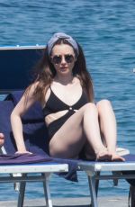 LILY COLLINS inSwimsuit at Hotel Regina Isabella in Ischia Porto 07/15/2018