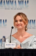 LILY JAMES at Mamma Mia! Here We Go Again Photocall in Stockholm 07/11/2018