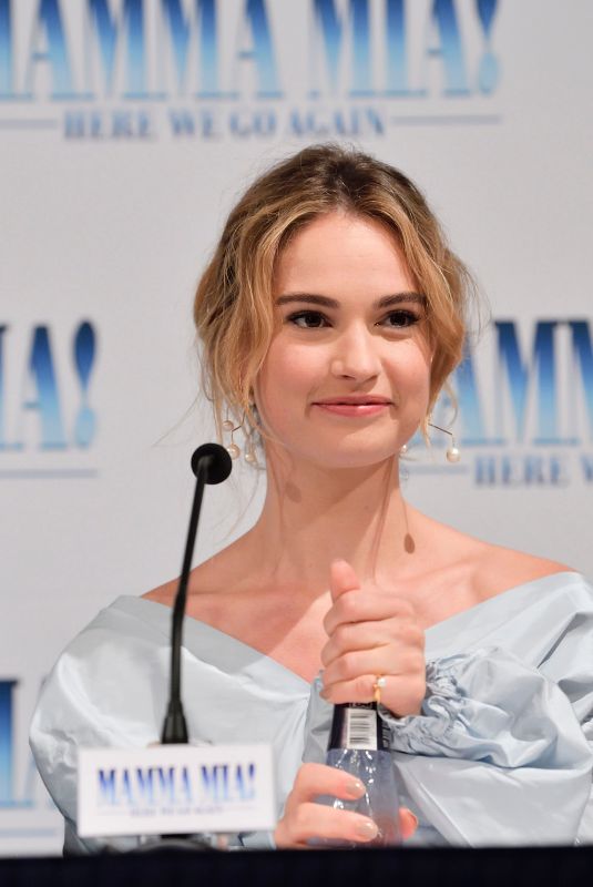 LILY JAMES at Mamma Mia! Here We Go Again Photocall in Stockholm 07/11/2018