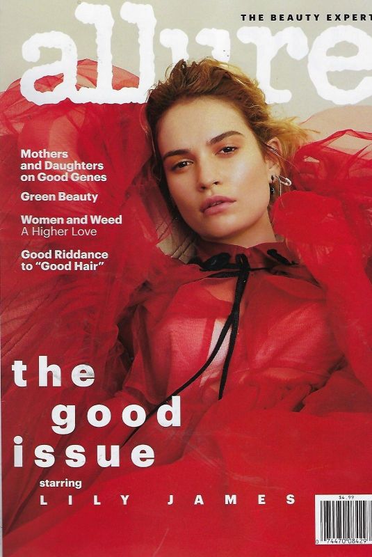 LILY JAMES on the Cover of Allure Magazine, August 2018 Issue