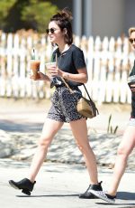 LUCY HALE in Shorts at Starbucks in Studio City 07/19/2018