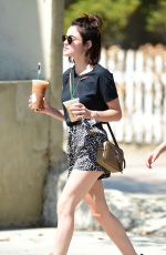 LUCY HALE in Shorts at Starbucks in Studio City 07/19/2018