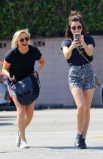 LUCY HALE in Shorts at Starbucks in Studio City 07/19/2018