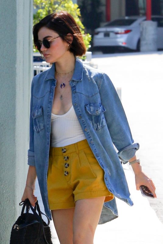 LUCY HALE Out for Breakfast to Go in Studio City 07/27/2018