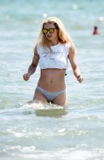 MICHELLE HUNZIKER in Bikini Bottom at a Beach in Milano Marittima 07/08/2018