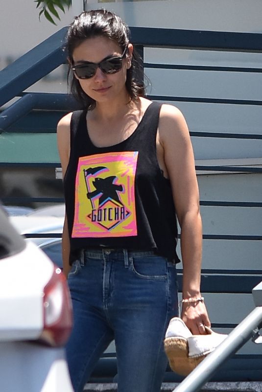 MILA KUNIS Leaves a Nail Salon in Los Angeles 07/25/2018